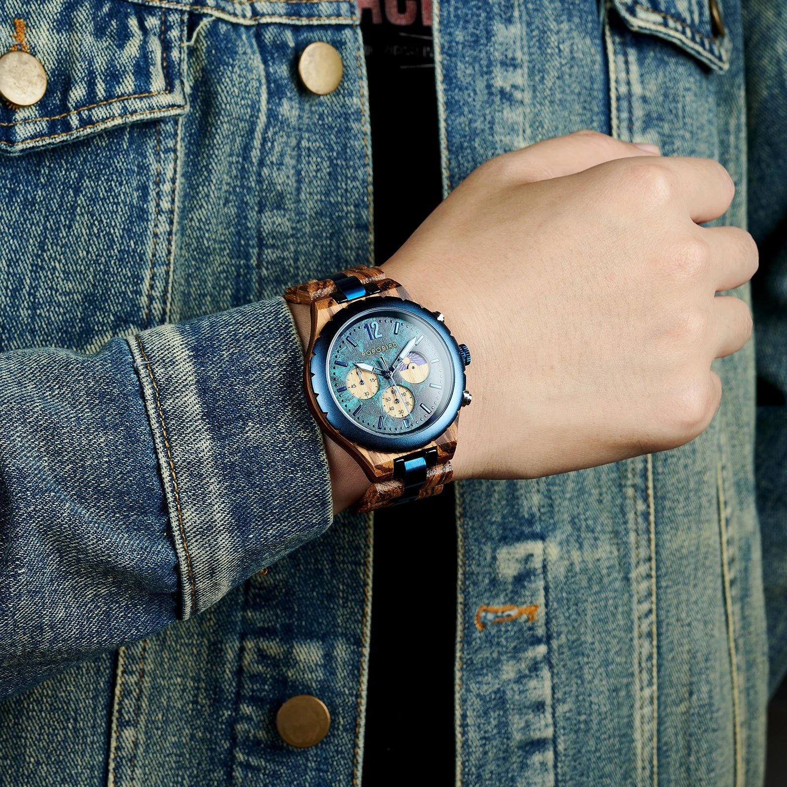 Montre en Bois bleu mer - Rion des Landes