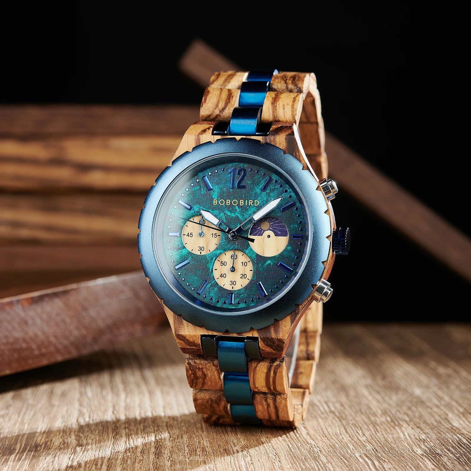 Montre en Bois bleu mer - Rion des Landes