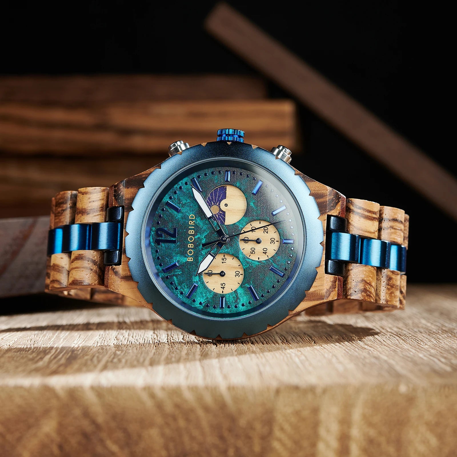 Montre en Bois bleu mer - Rion des Landes