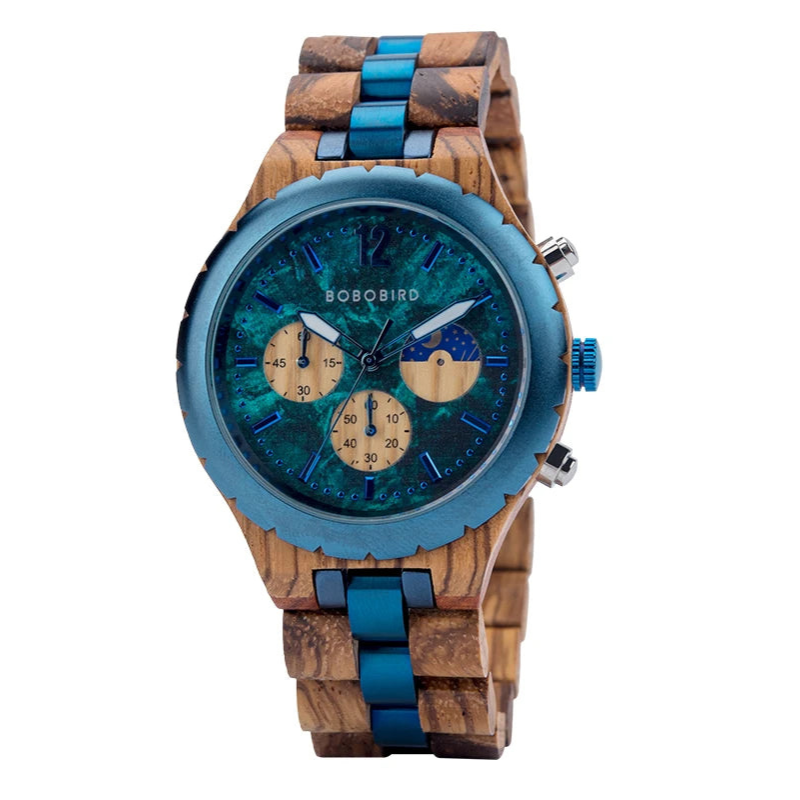 Montre en Bois bleu mer - Rion des Landes