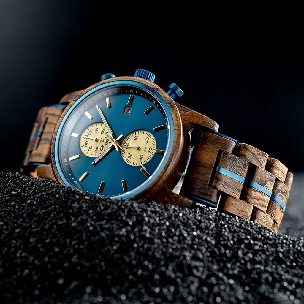 Montre en bois Mimizan - Chronographe quartz bambou & acier