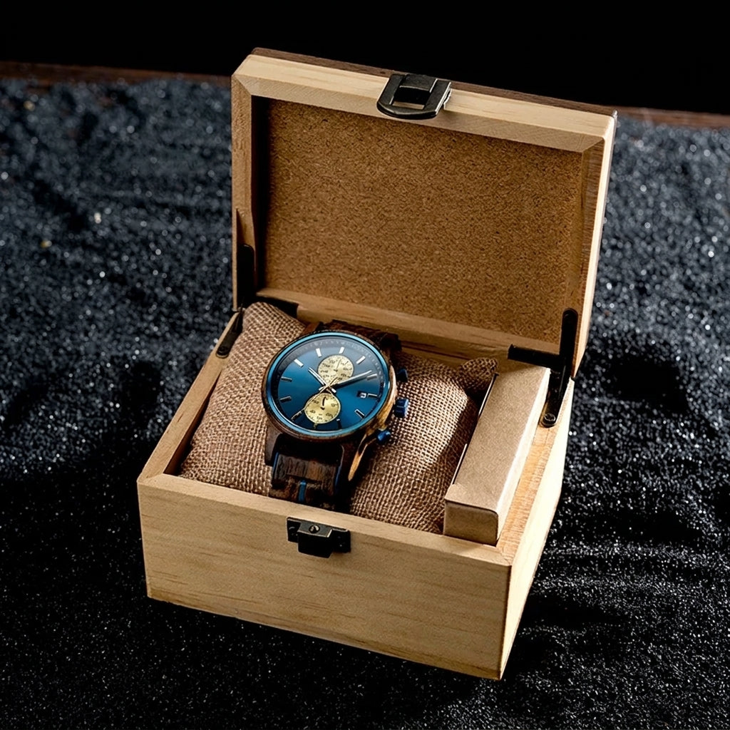 Montre en bois Mimizan - Chronographe quartz bambou & acier