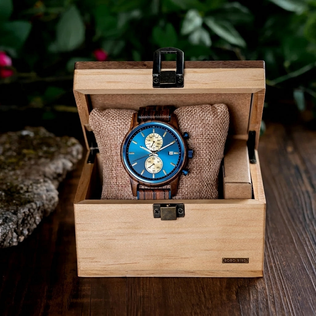 Montre en bois Mimizan - Chronographe quartz bambou & acier