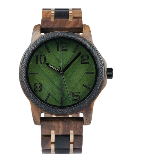 BOBO BIRD Men's Watches Unique Leaf Dial Design Wooden Wristwatch Quartz Watch for Men Customiezd Dropshipping L'Heure du sud
