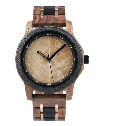 BOBO BIRD Men's Watches Unique Leaf Dial Design Wooden Wristwatch Quartz Watch for Men Customiezd Dropshipping L'Heure du sud