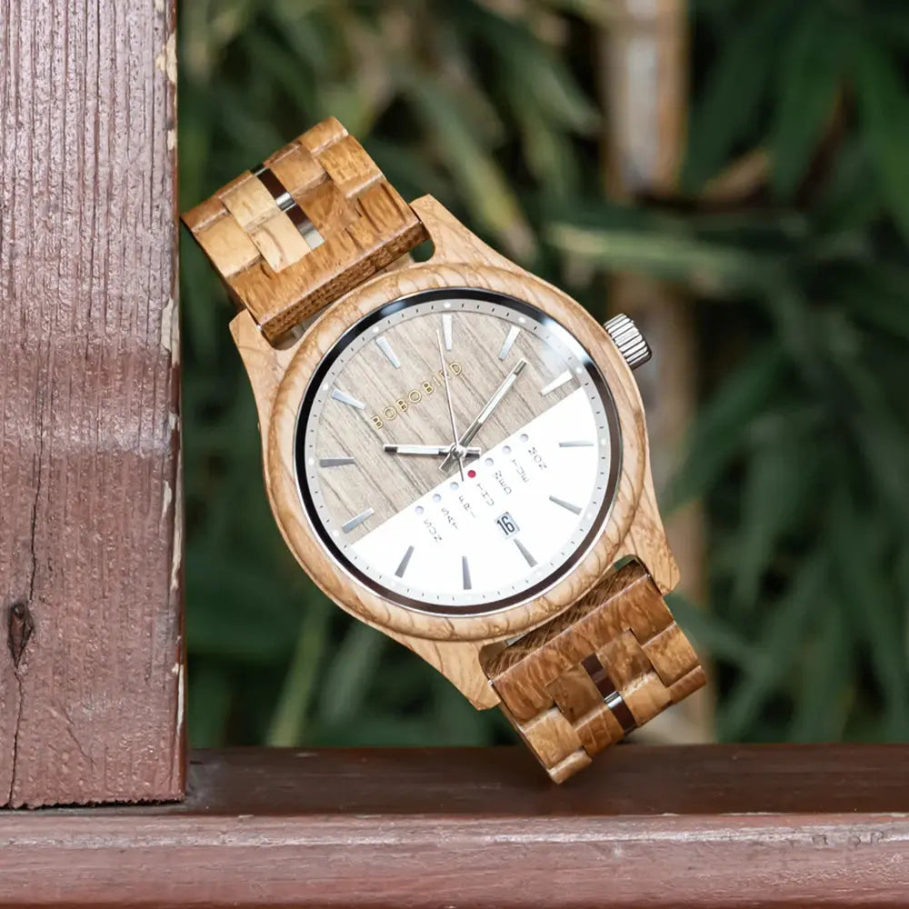  L'Heure du sud Montre en Bois clair Homme - Lacanau
