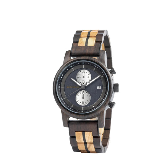 BOBO BIRD Wood Watch Men Business Japanese Quartz Movement Watches Engraved Chronograph Wristwatch with Date Display Custom Gift L'Heure du sud
