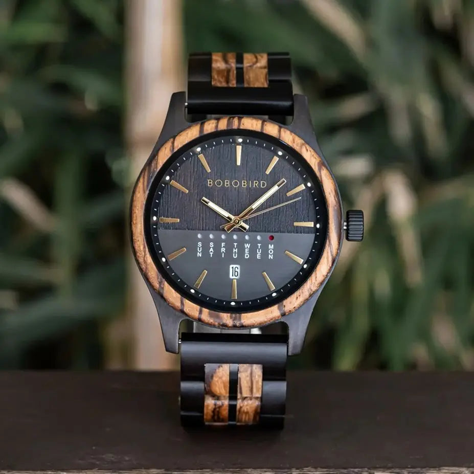  L'Heure du sud BOBO BIRD Men's Watches Niche Wooden Wristwatch Unique Quartz Watch for Men Week & Date Display Customized Drop Shipping