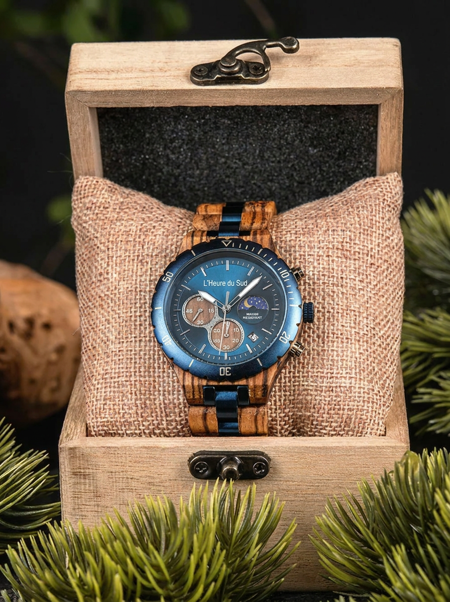Montre Homme bois et acier - Andernos les Bains