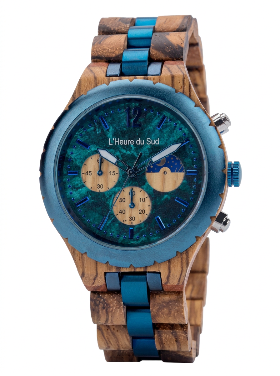 Montre en Bois bleu mer - Rion des Landes