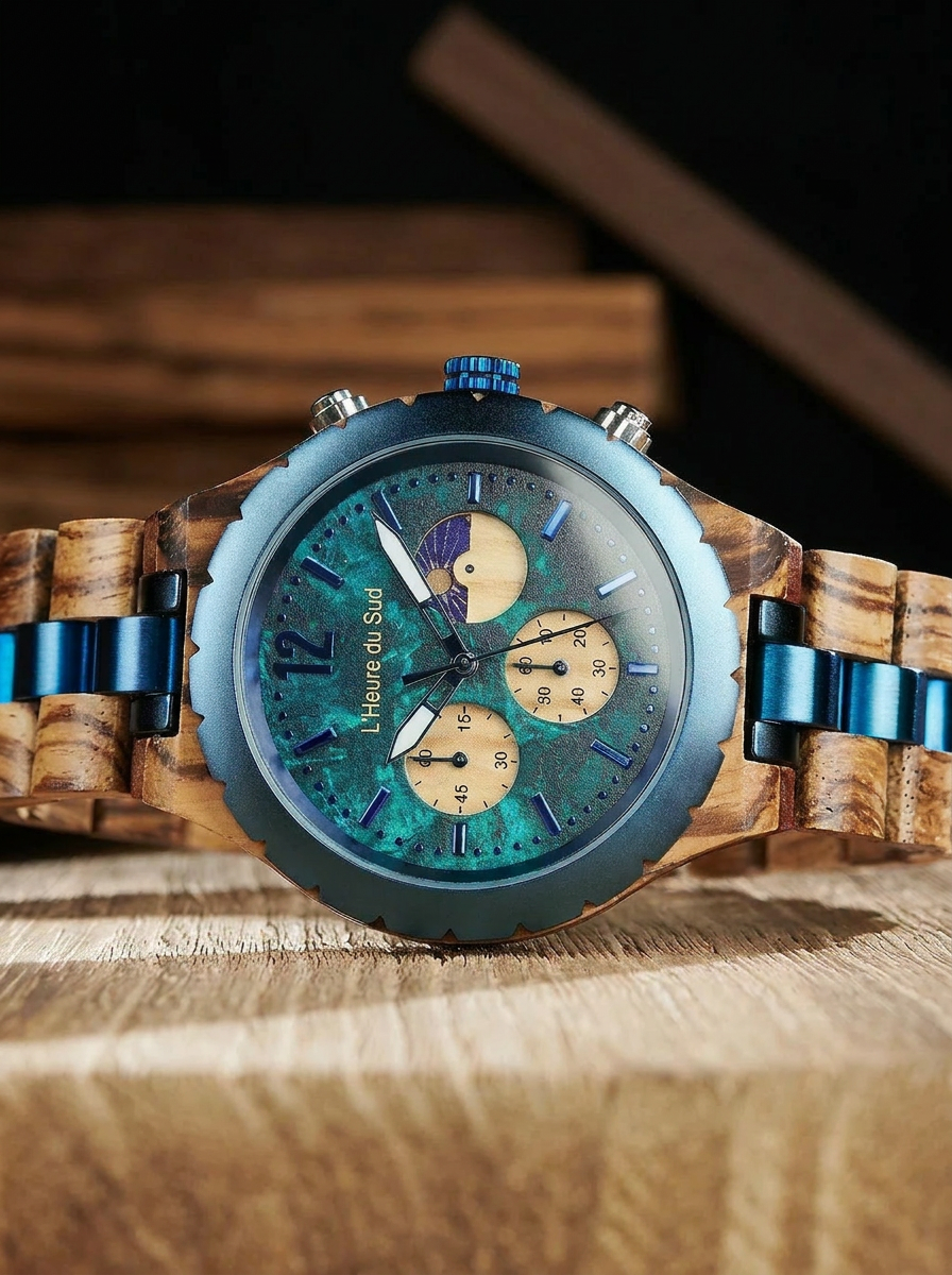 Montre en Bois bleu mer - Rion des Landes
