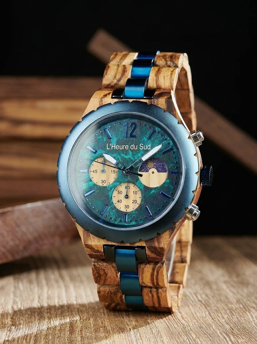 Montre en Bois bleu mer - Rion des Landes