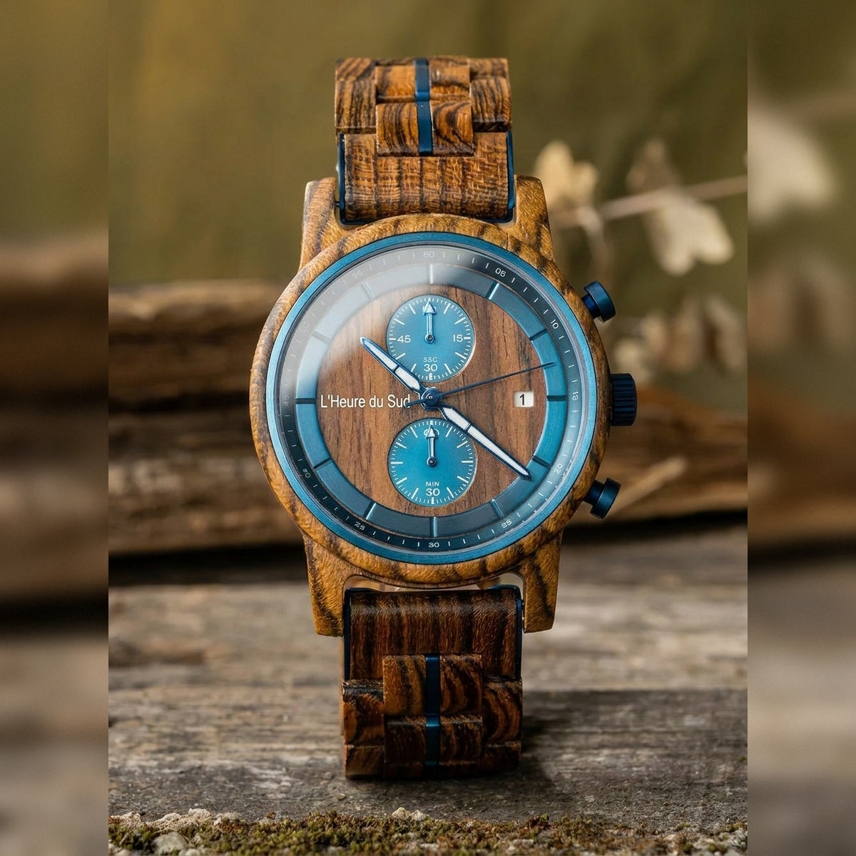 Montre Homme en Bois bleu - Pyla sur Mer