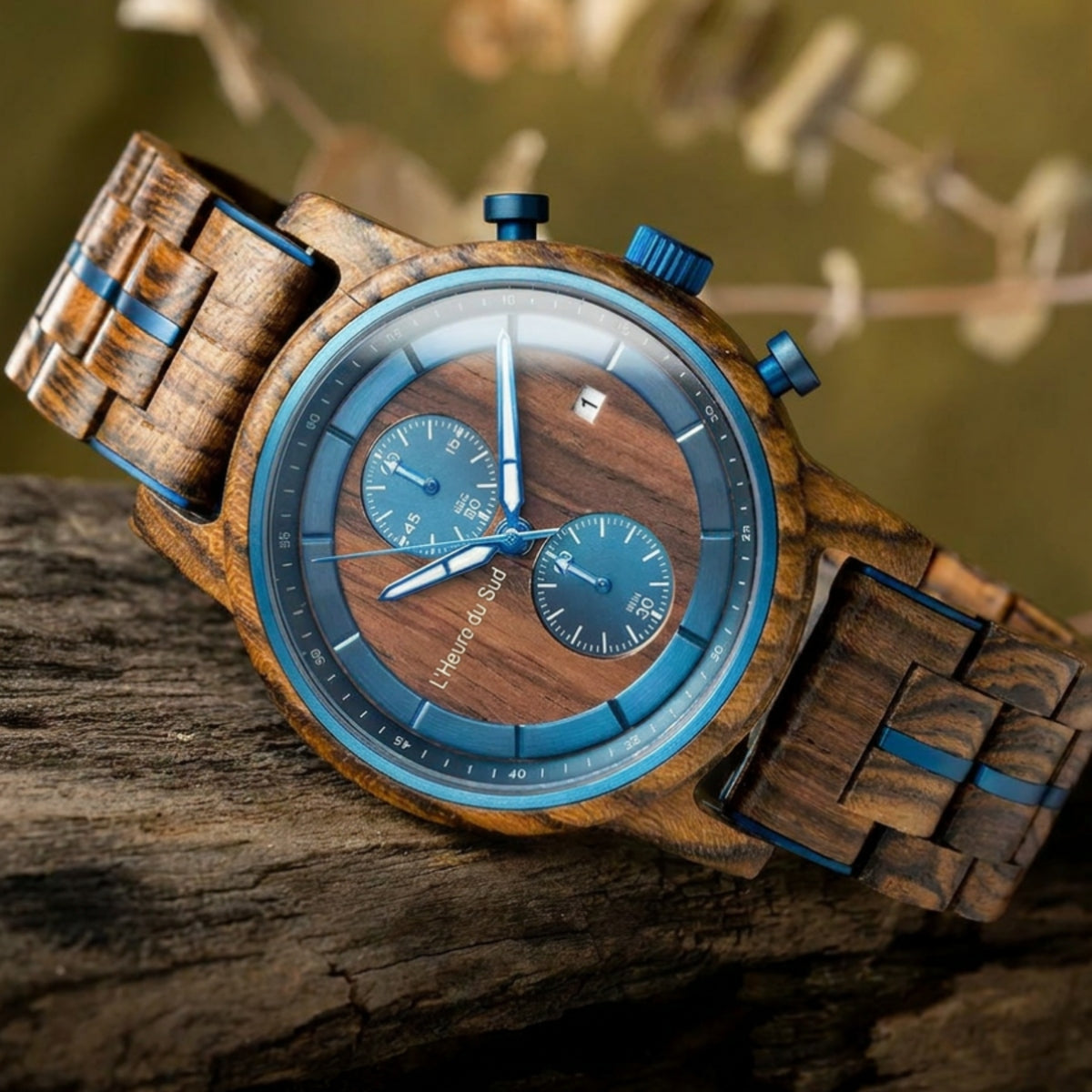 Montre Homme en Bois bleu - Pyla sur Mer